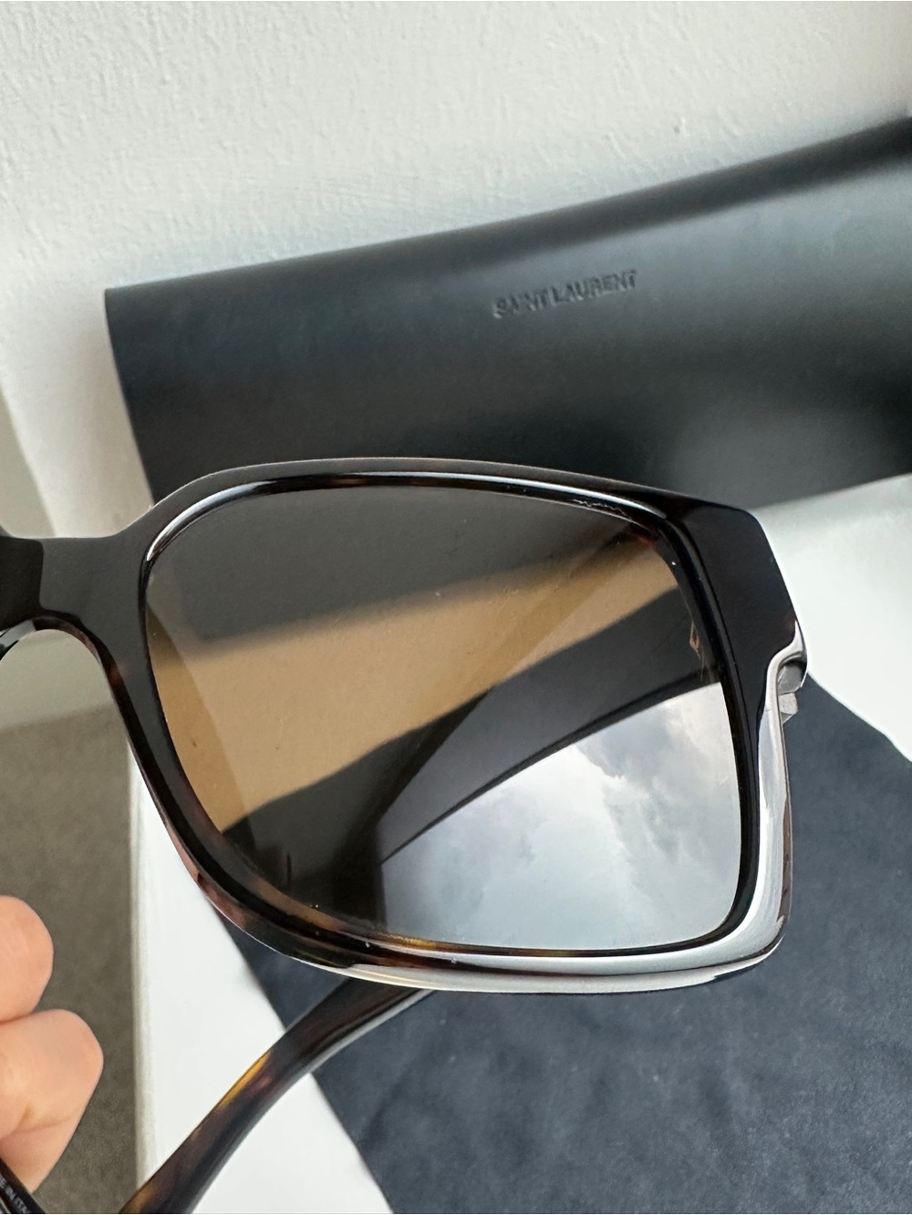 Saint Laurent Black and Gold Oversized Cat-Eye Sunglasses - Picture 16 of 16